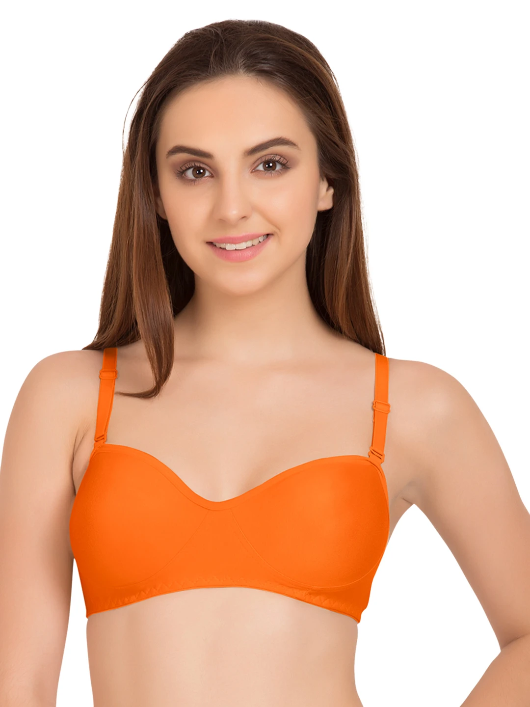 Orange Solid Non-Wired Non Padded T-shirt Bra
