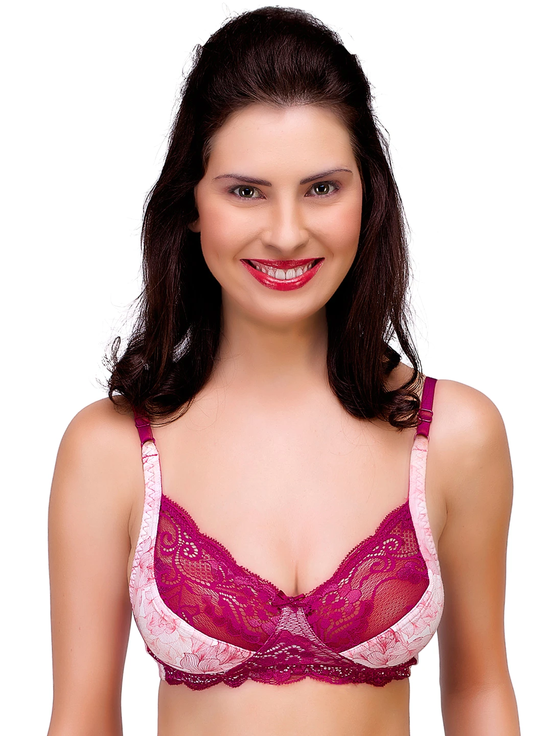 Magenta Printed Everyday Bra ISB019A