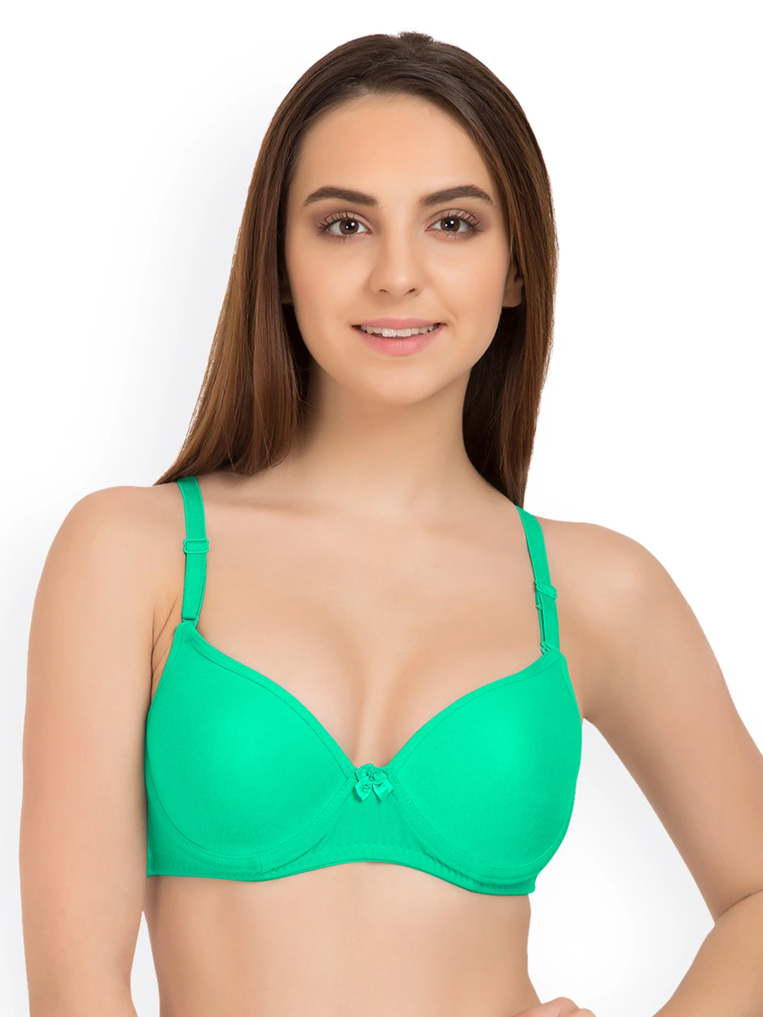 Green Solid Underwired Lightly Padded T-shirt Bra