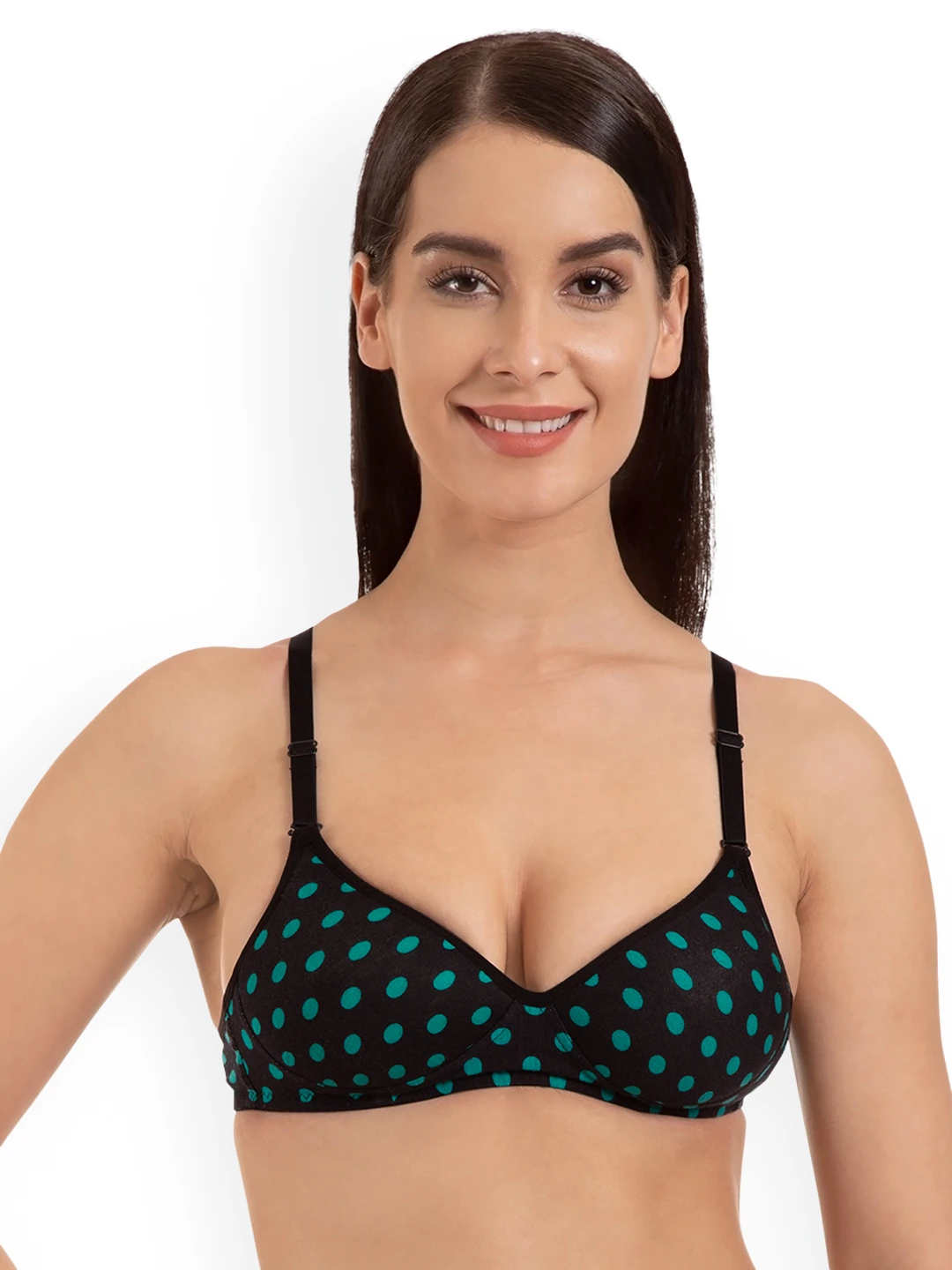 Green Printed Non-Wired Lightly Padded T-shirt Bra
