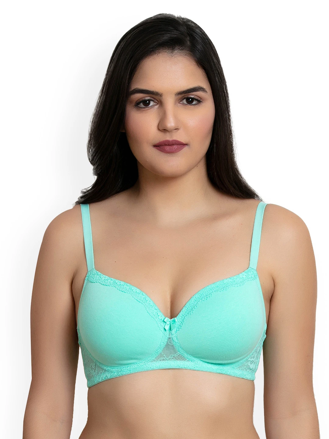 Green Solid Non-Wired Lightly Padded T-shirt Bra