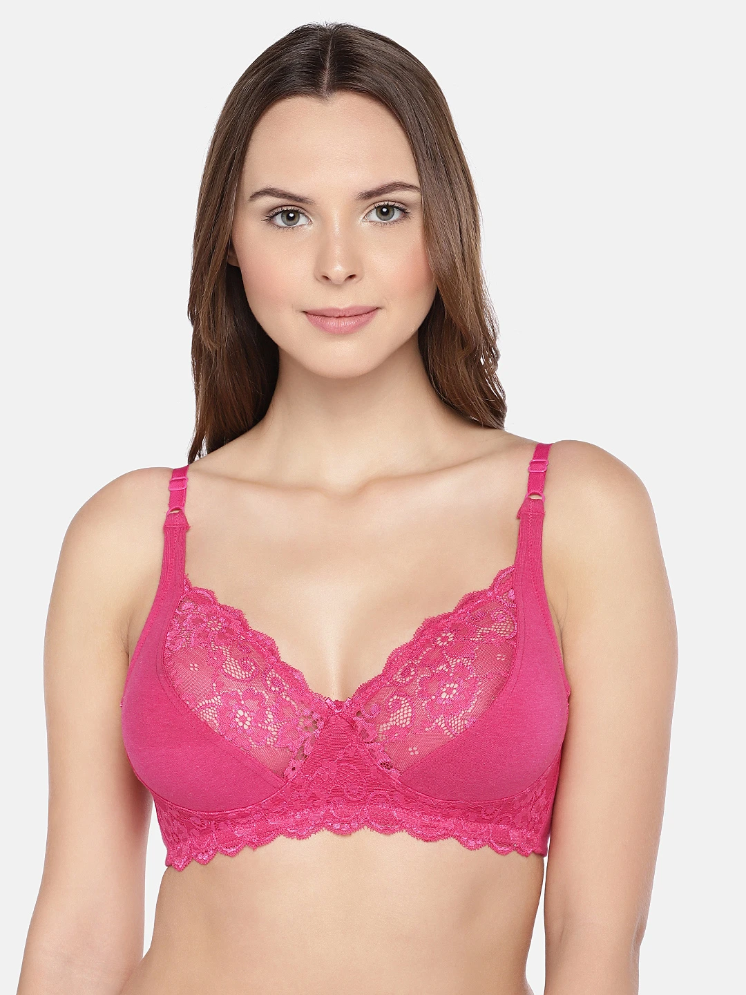 Fuchsia Self Design Non-Wired Non Padded Everyday Bra ISB019D