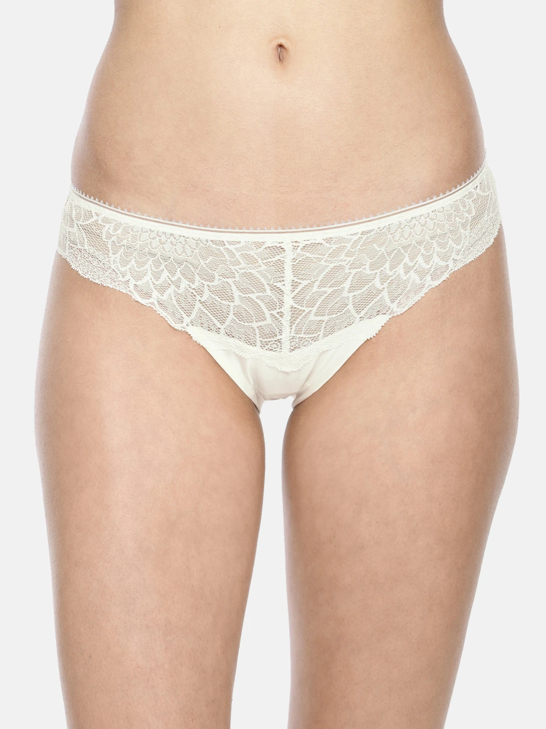 Cream-Coloured Self Design Bikini Briefs