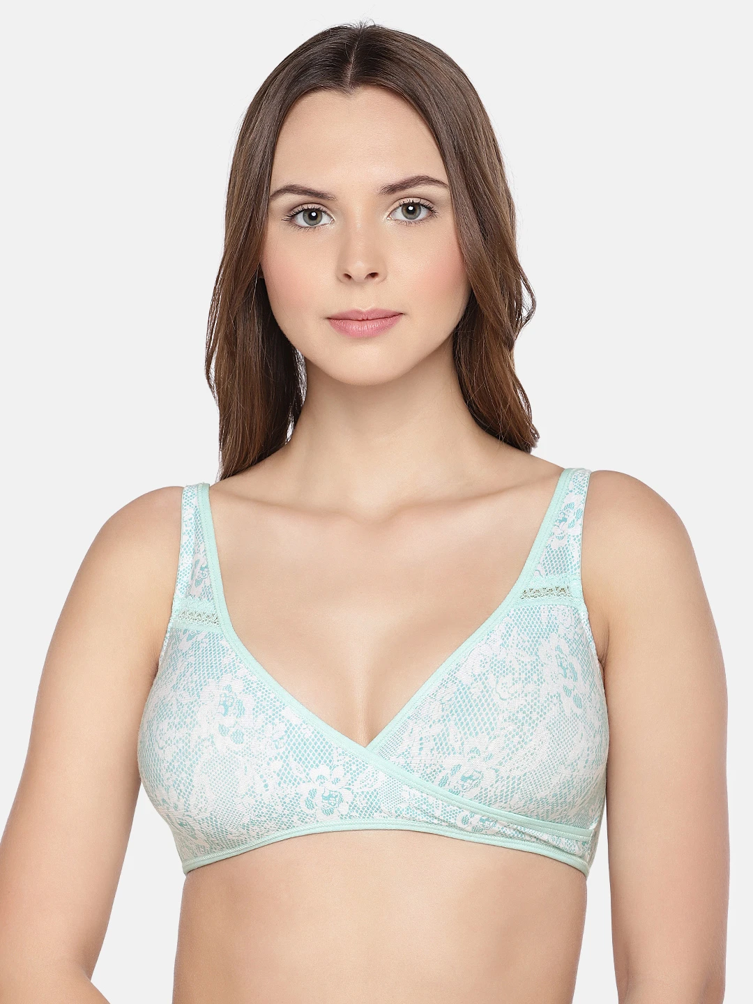 Blue Self Design Non-Wired Non Padded Maternity Bra ISB007D