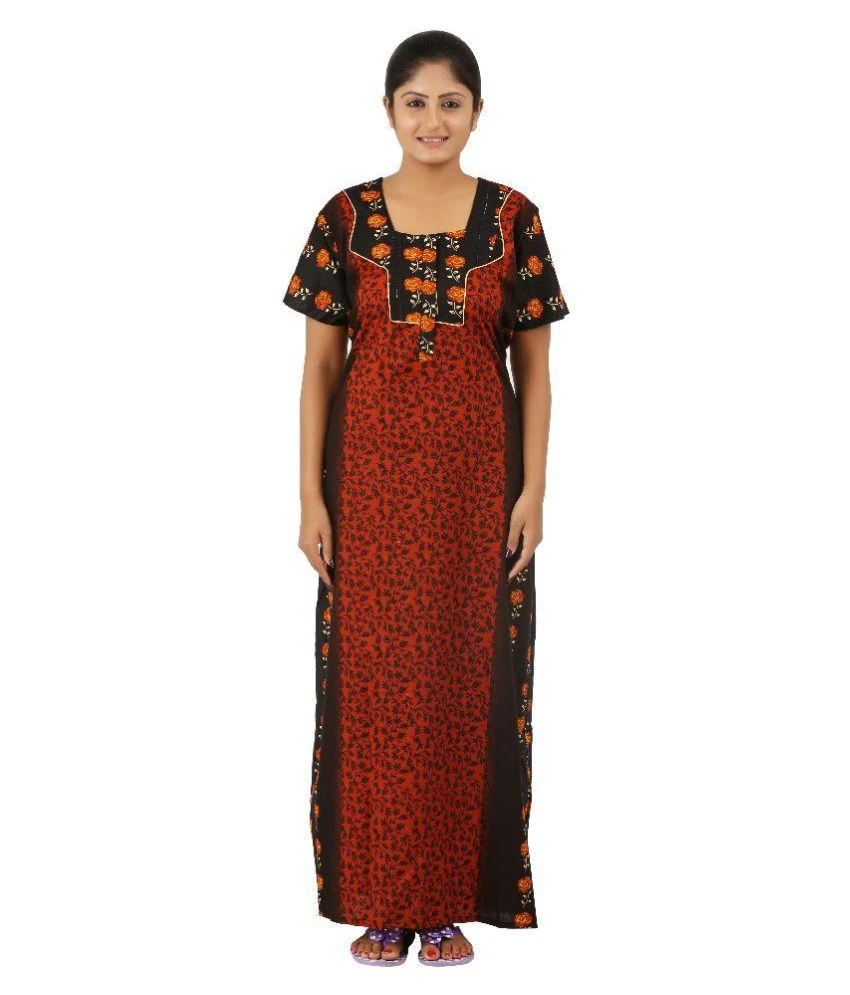 Maroon Cotton Nighty NT-A0004