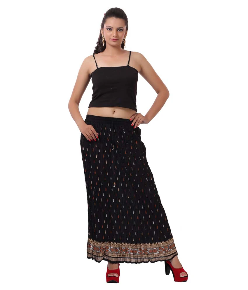 Black Printed Cotton Skirts