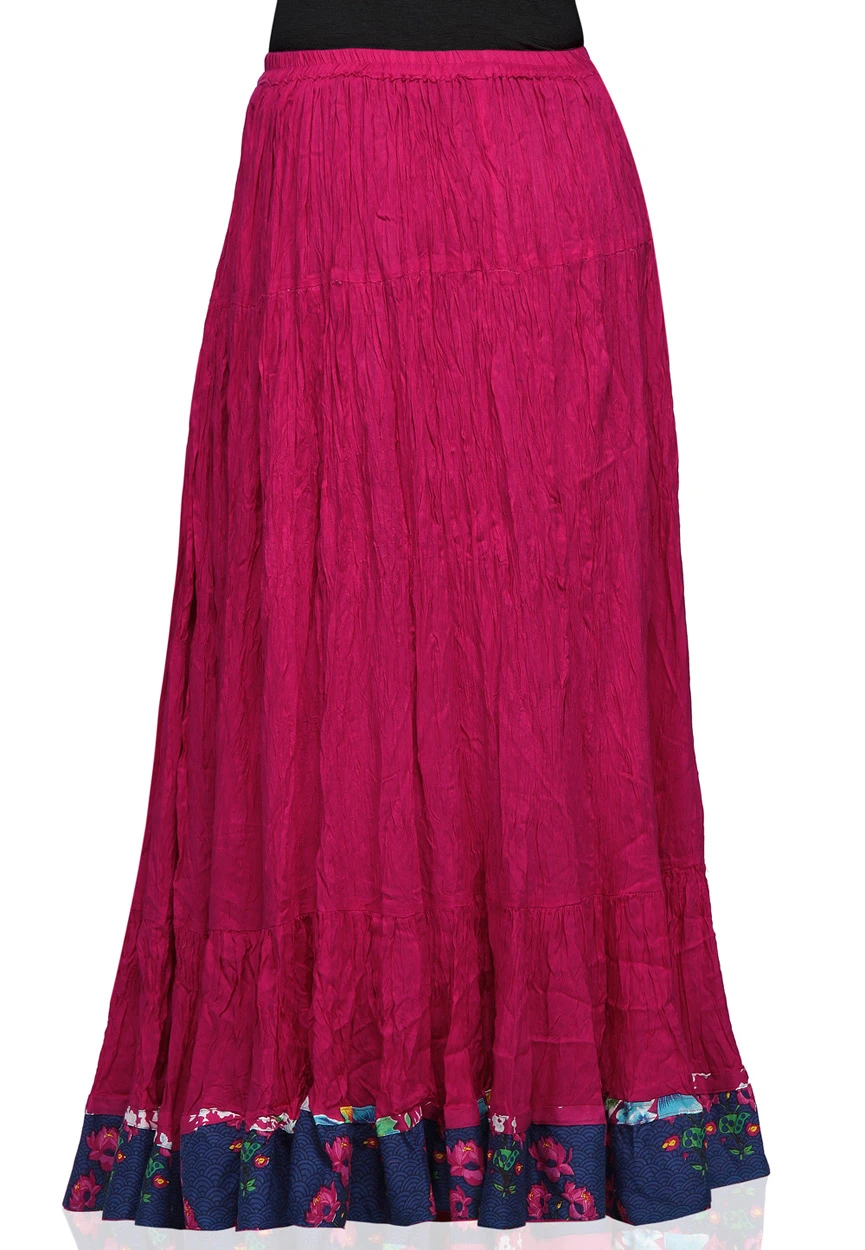 Dark Fuchsia Crushed Taffeta Readymade Skirt
