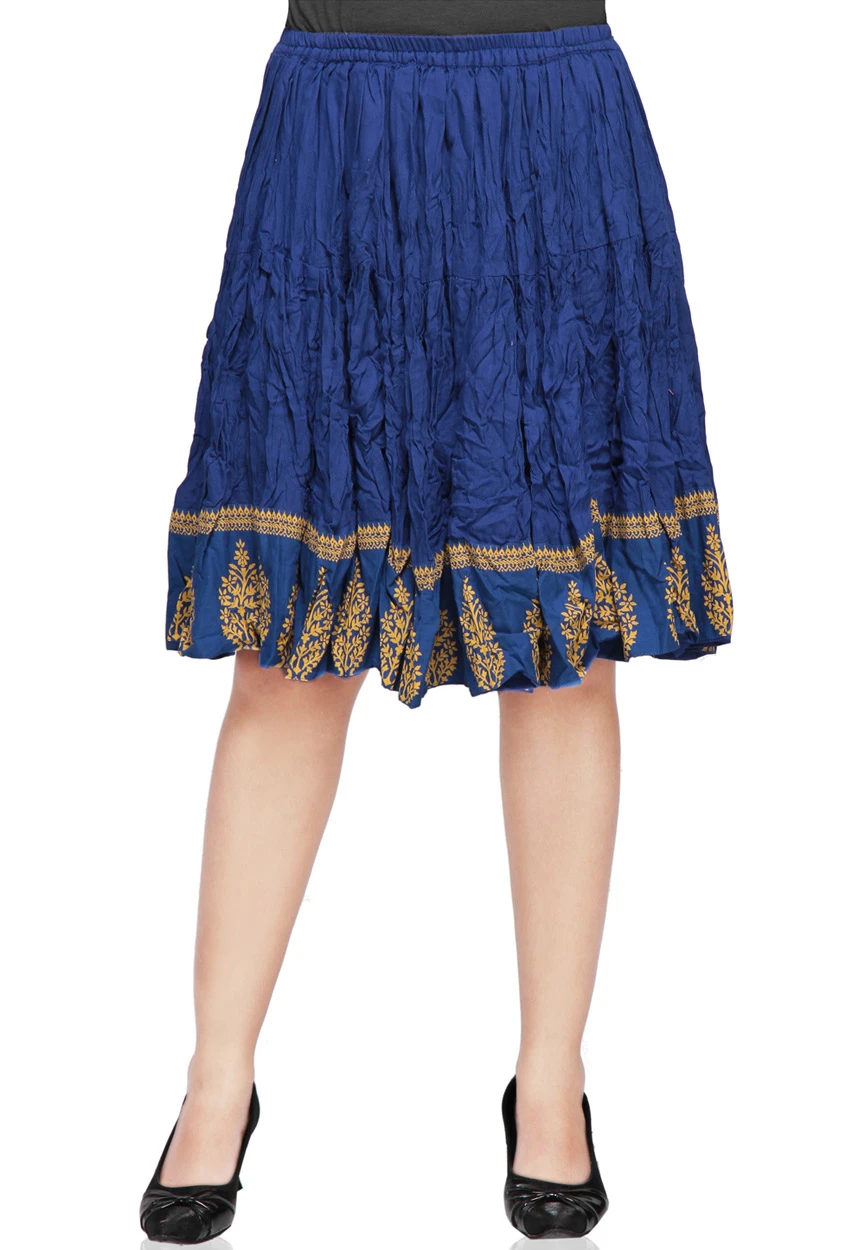 Dark Blue Crushed Taffeta Readymade Skirt