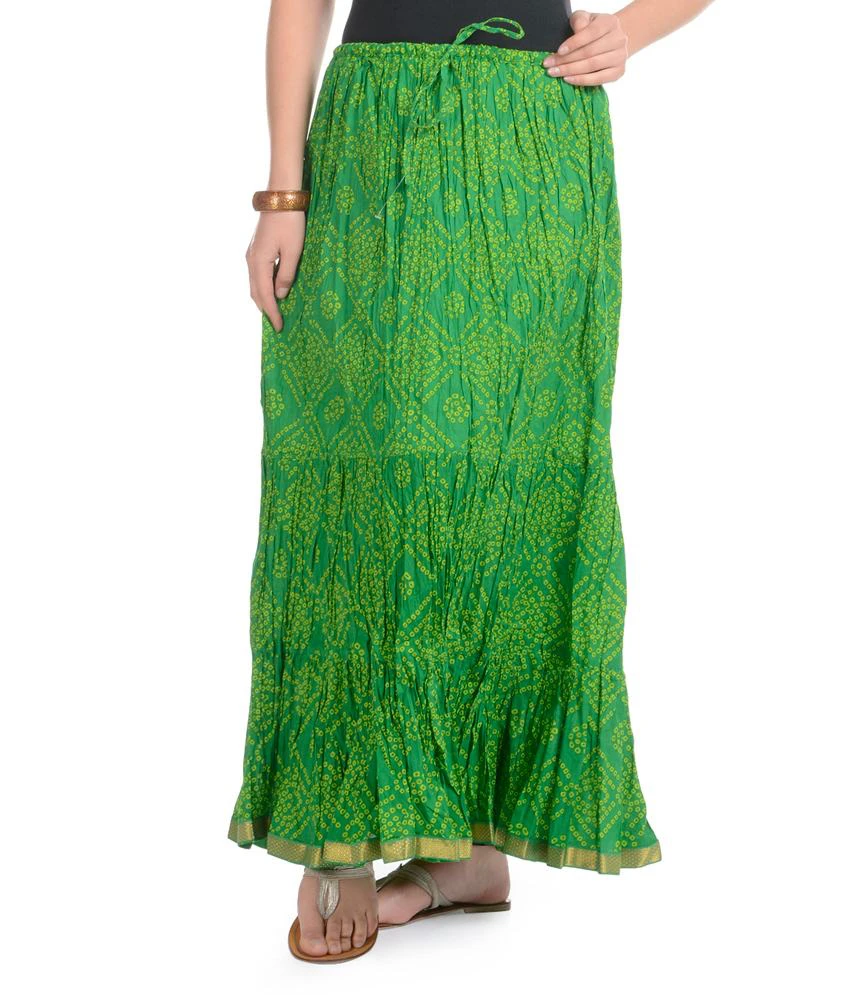Green Poly Cotton Skirts