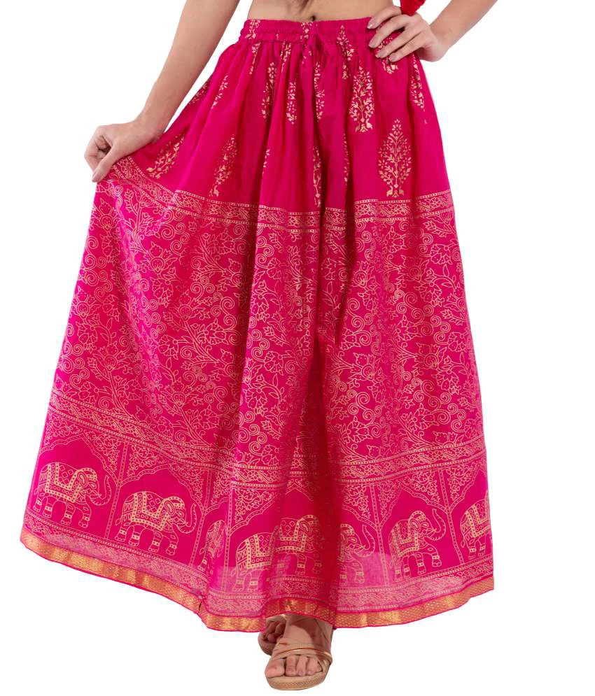 Pink Cotton Maxi Skirt