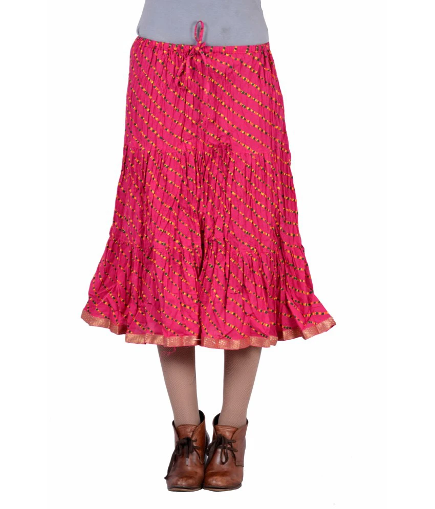 Pink Cotton Midi Skirts