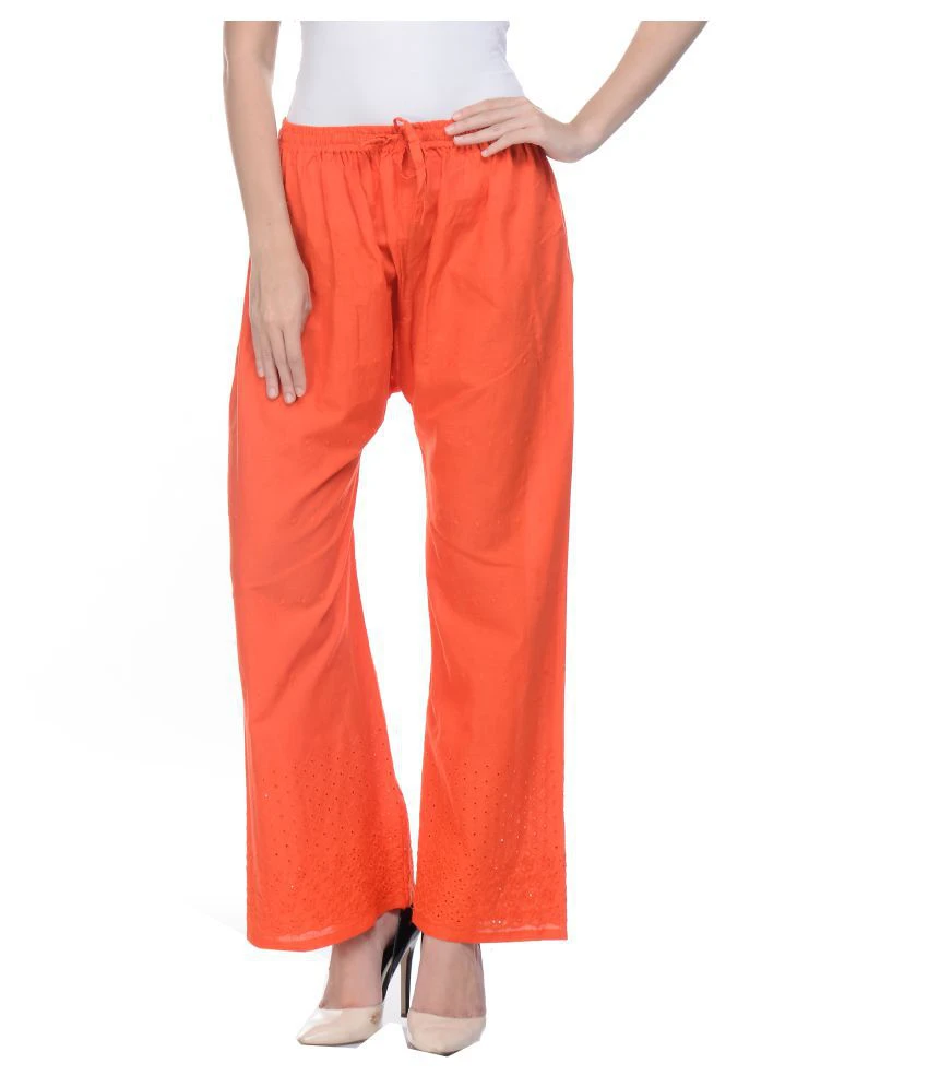 Florance Fashion Orange Cotton Straight Palazzos DKF-ORN-001