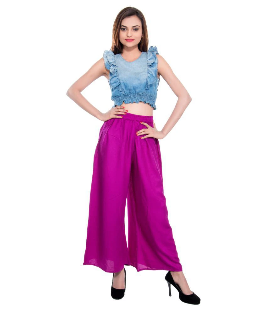 Florance Fashion Purple Cotton Palazzos DKF-PRP-004