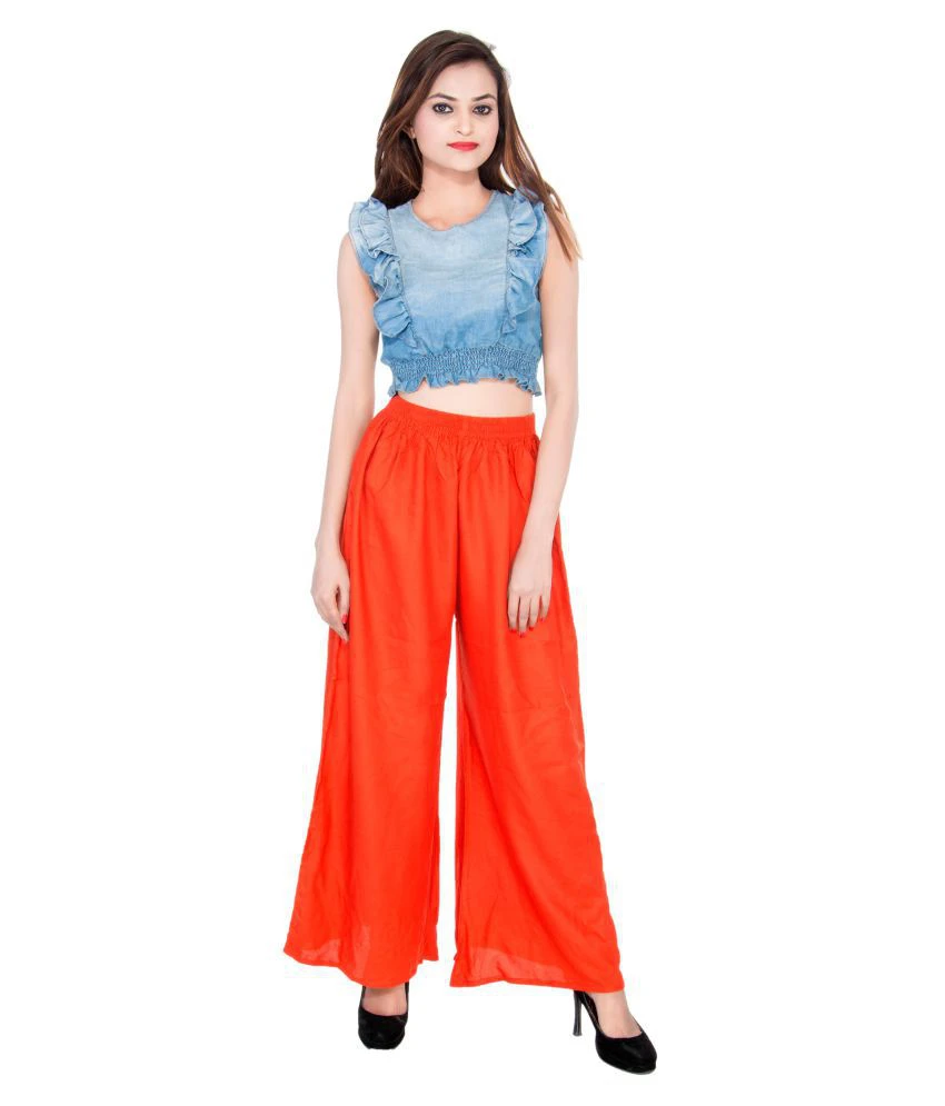 Florance Fashion Orange Cotton Palazzos DKF-ORN-002