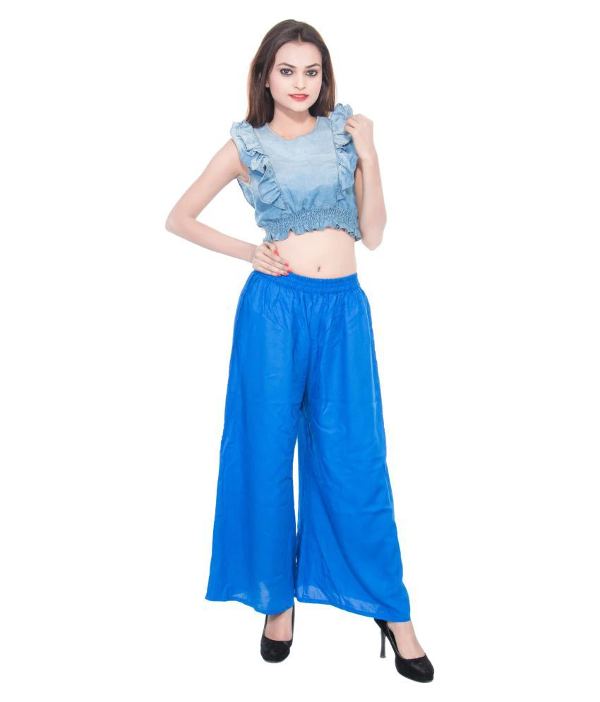 Florance Fashion Blue Cotton Palazzos DKF-BLU-008