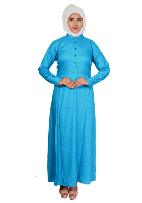 Simple A-line Sky Blue Rayon Abaya