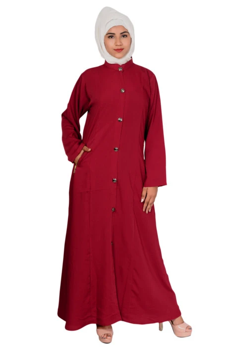 Simple A-line Coat Meroon Twill Abaya