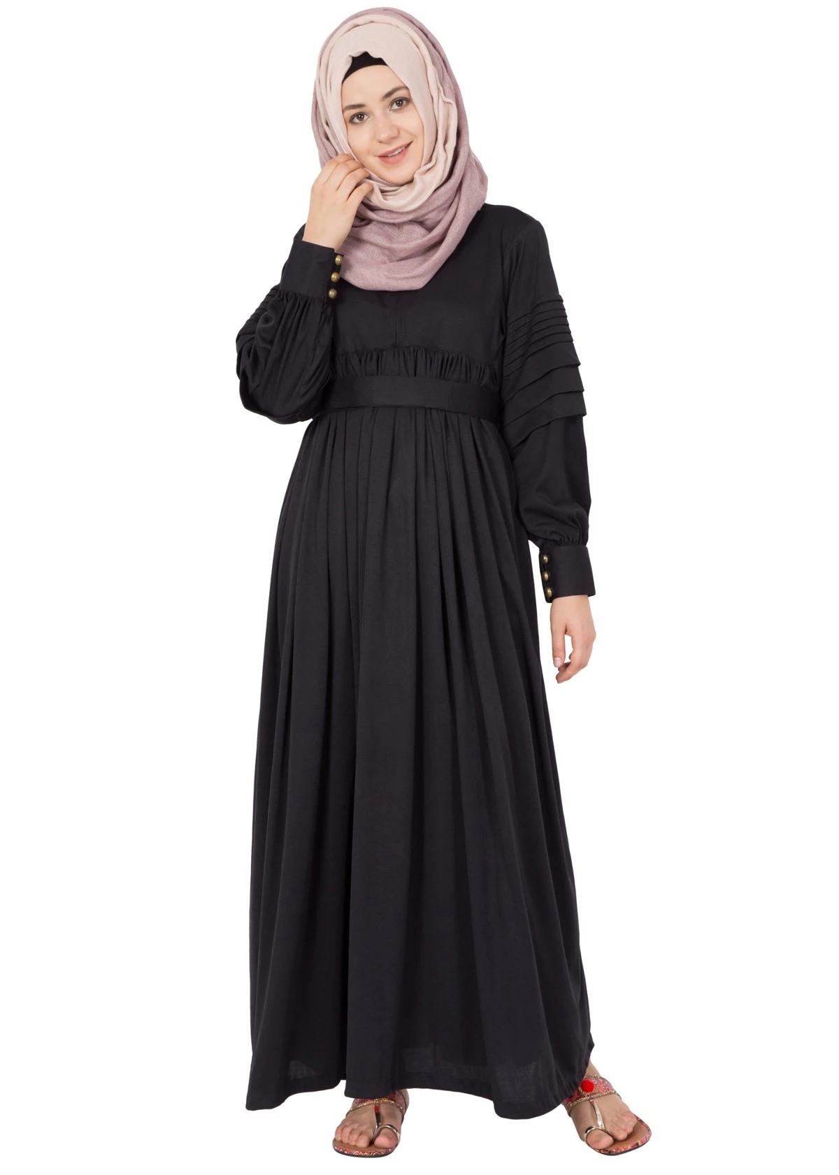 Royal Z Black Pleated Abaya