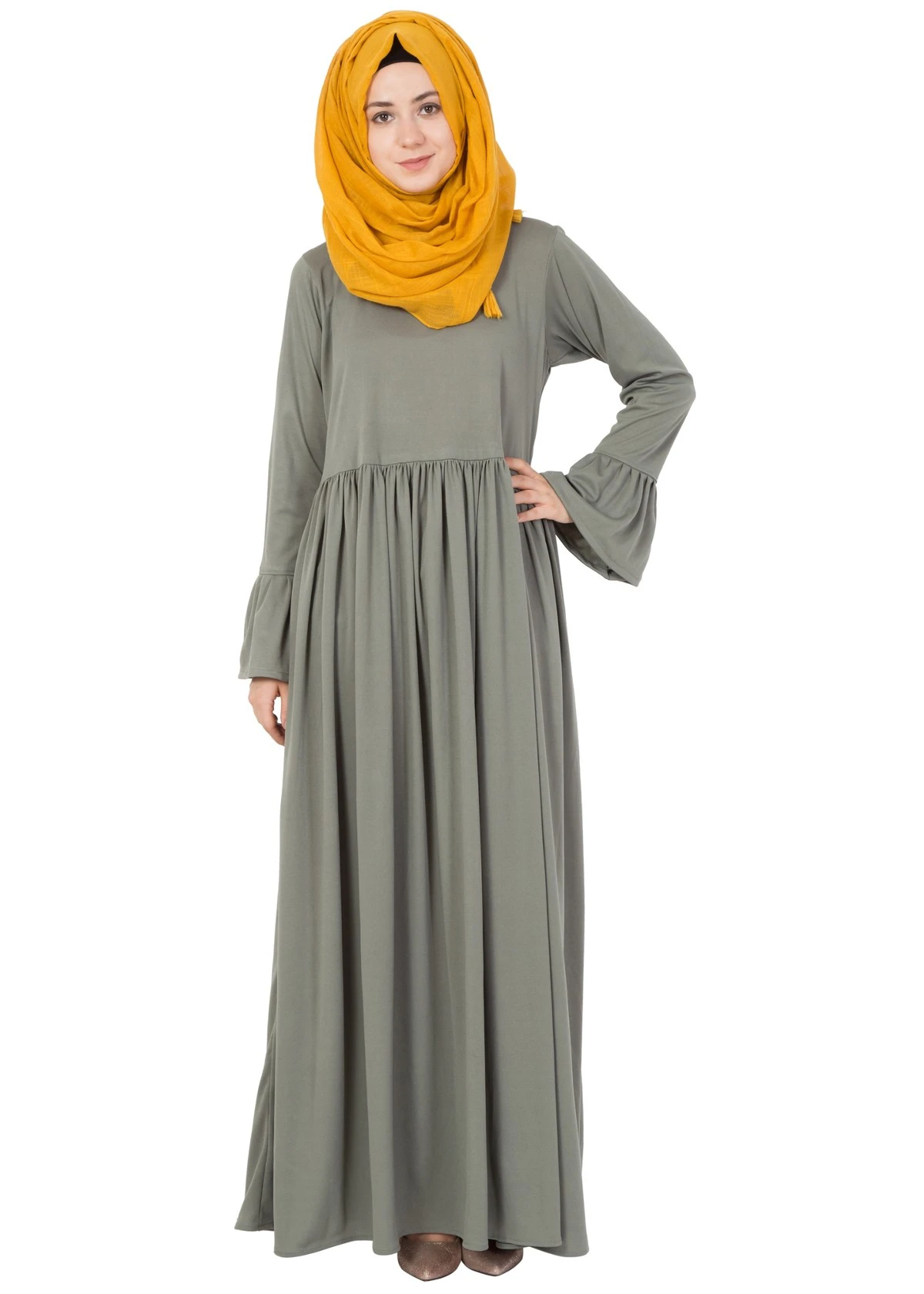 Royal Greenish Grey Colored Abaya