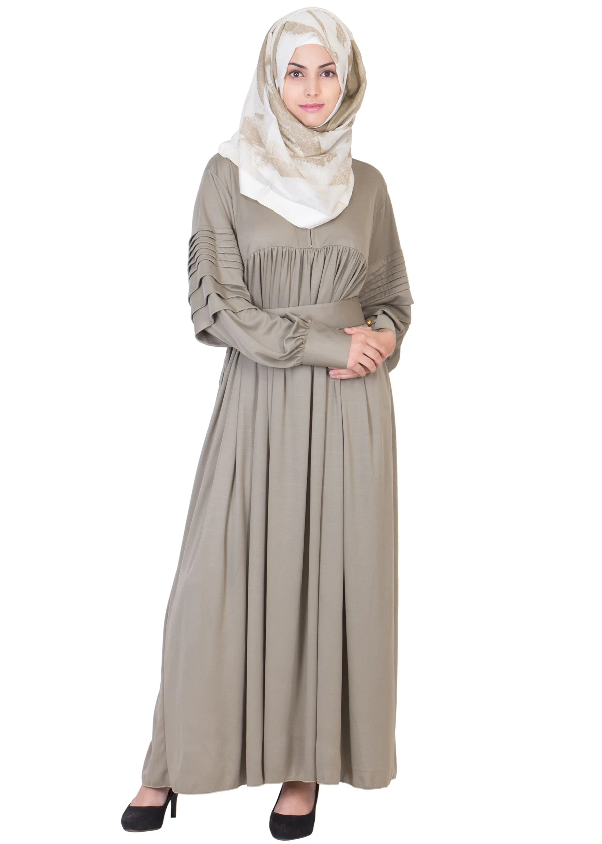 Olive Green Pleated Abaya