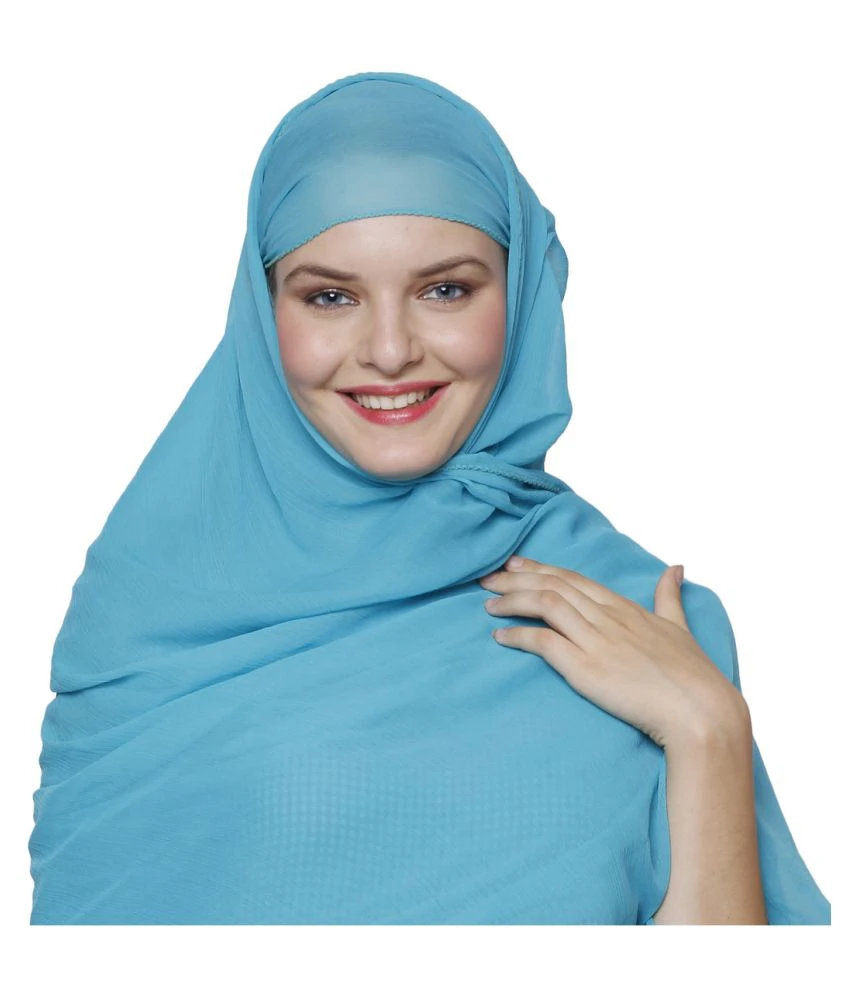 Blue Chiffon Stitched Hijabs