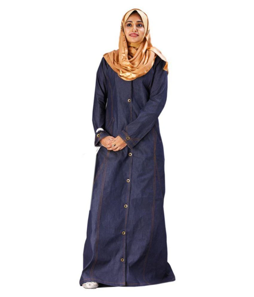 Parvin Blue Cotton Stitched Burqas without Hijab