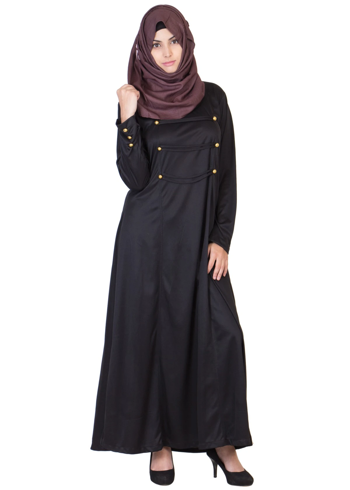 Golden Button Straight Abaya