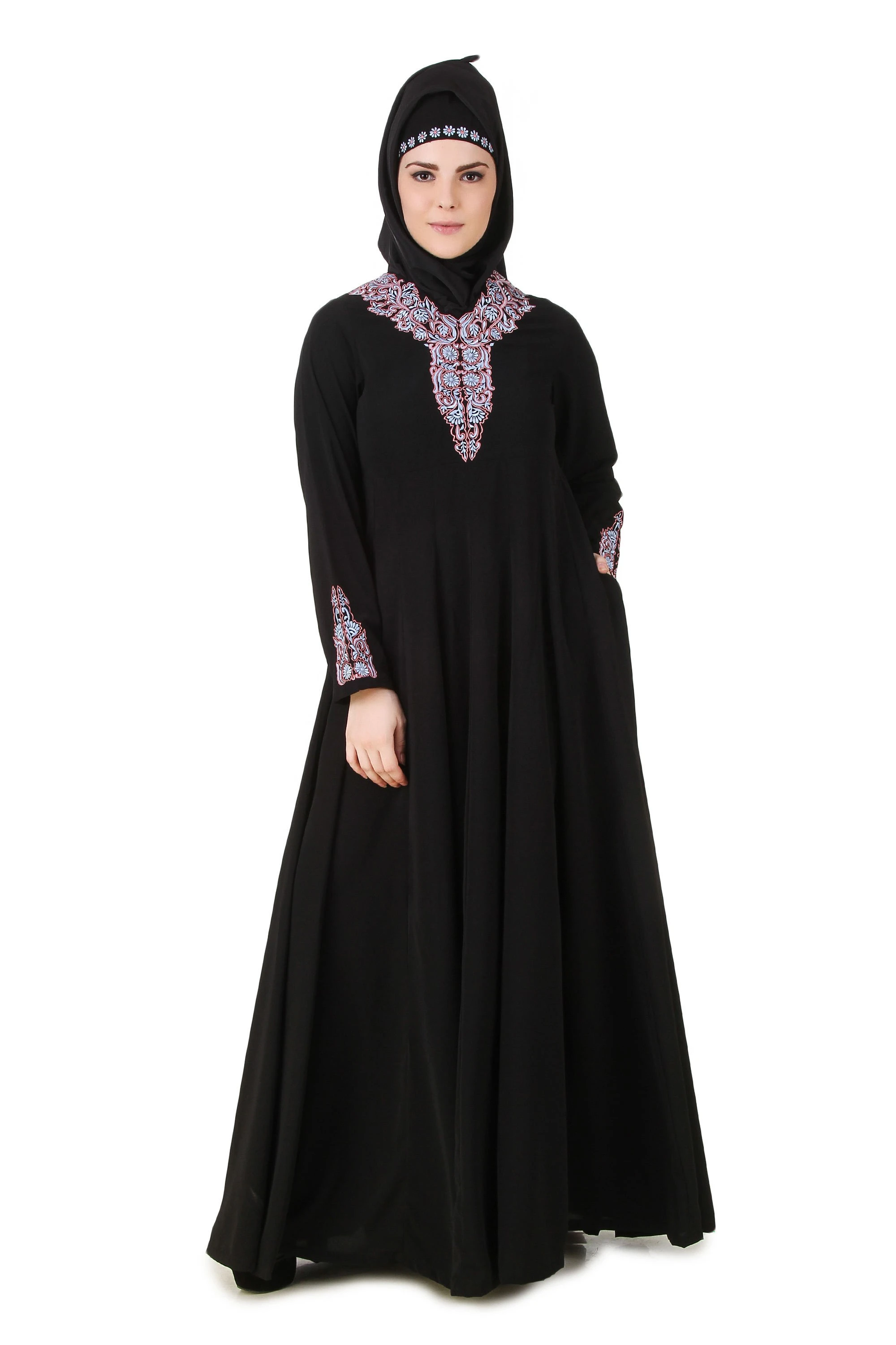Floral Embroidery Anarkali Panels Abaya