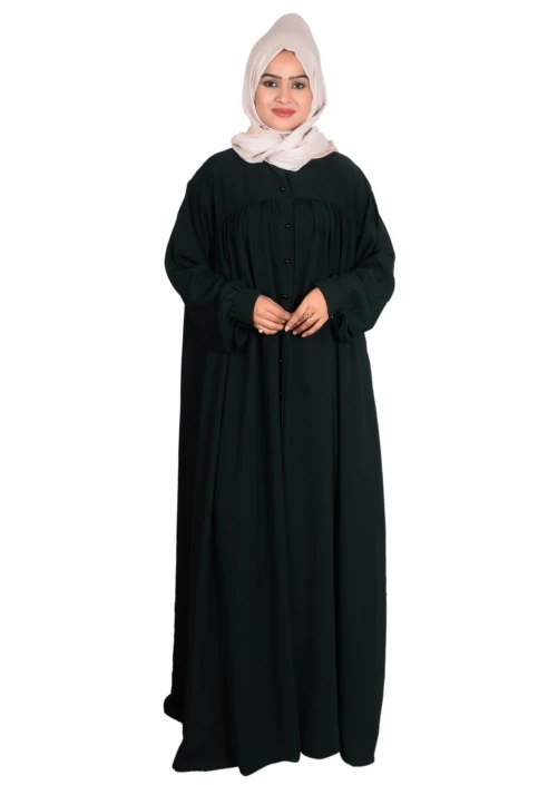 Dark Geen Single Layered Front open Abaya
