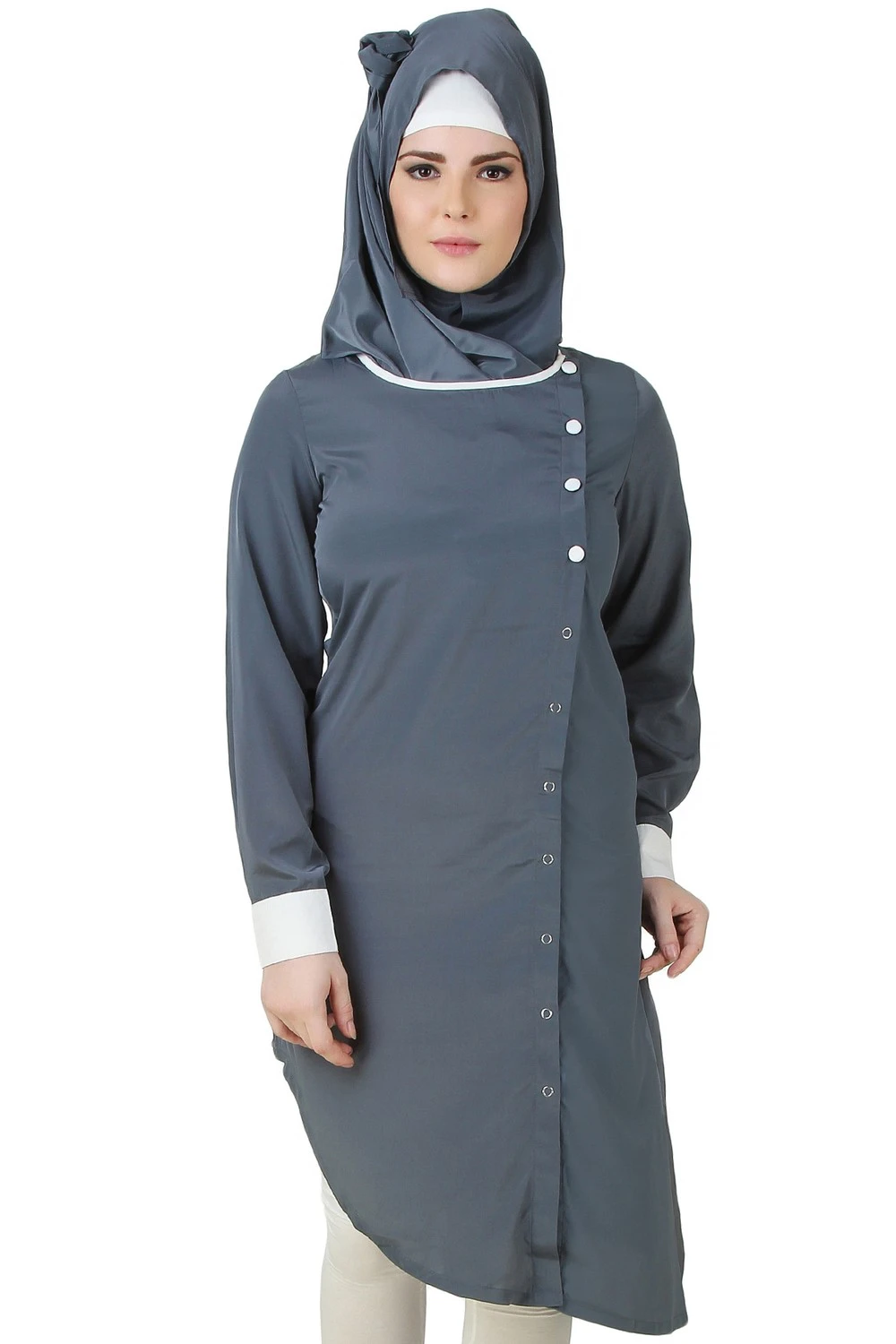 Crepe Round neckline with contrast piping Tunic