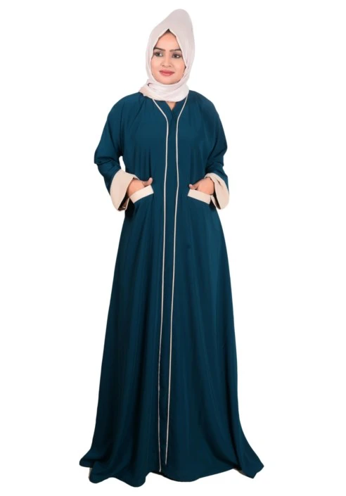 Bottle Green Front Open Kashibo Abaya