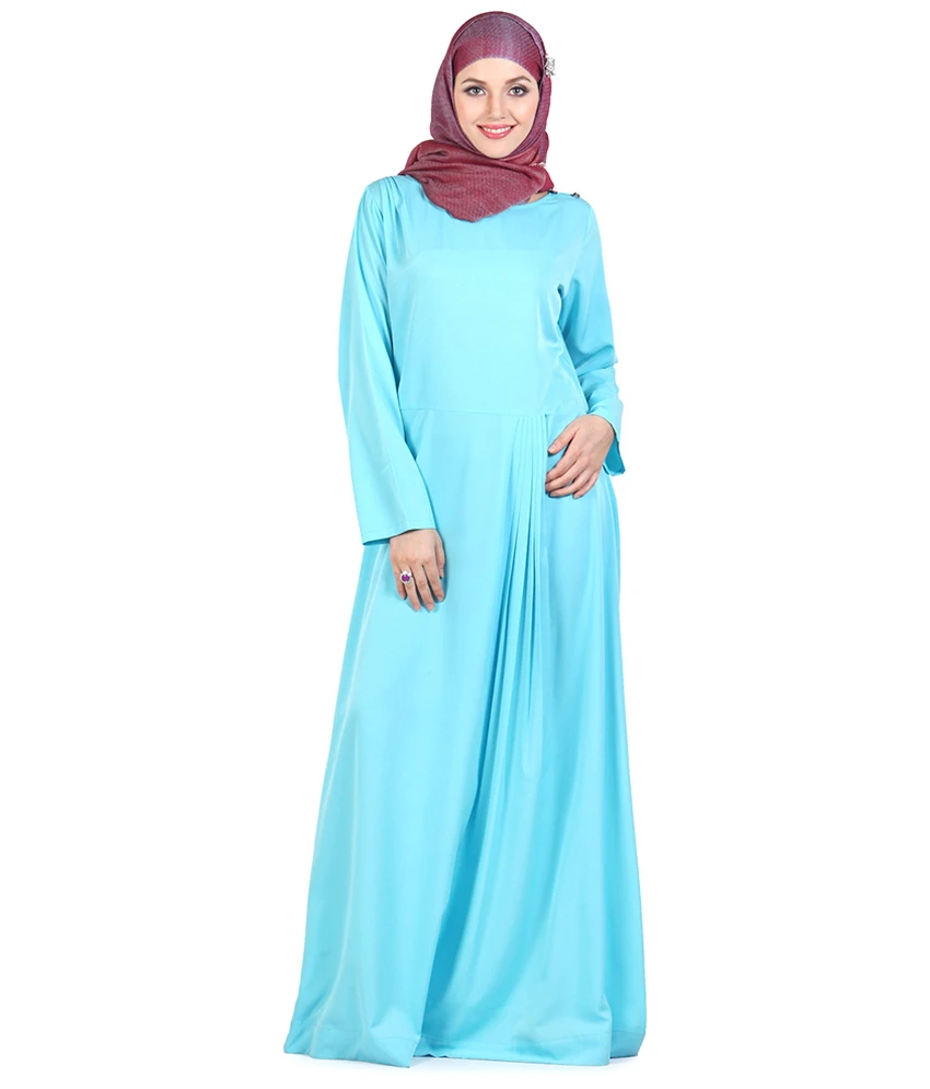 Blue Ploycrepe Stitched Abaya-Burqas without Hijab