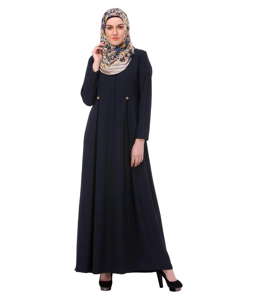 Blue Crepe Stitched Burqas without Hijab