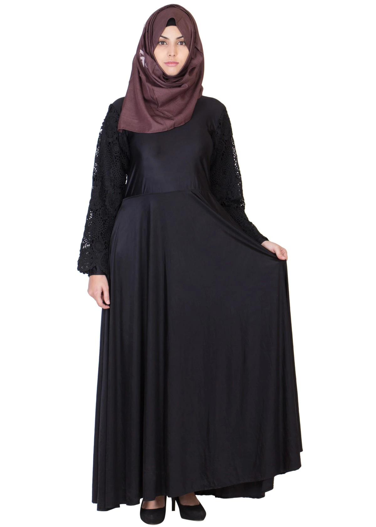 Black Lace Sleeve Abaya