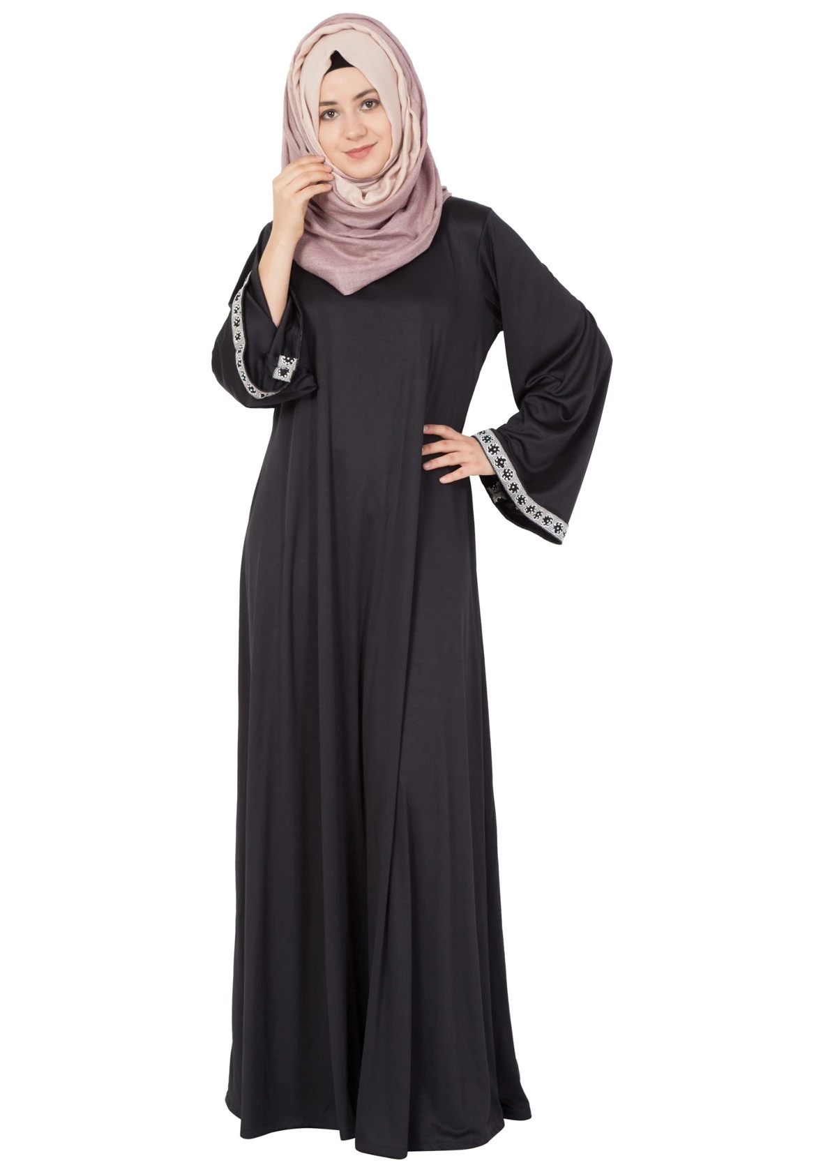 A-Line Black Simple Abaya