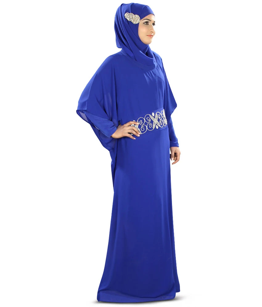 Nazeeha Hand Embroidered Royal Blue Kaftan