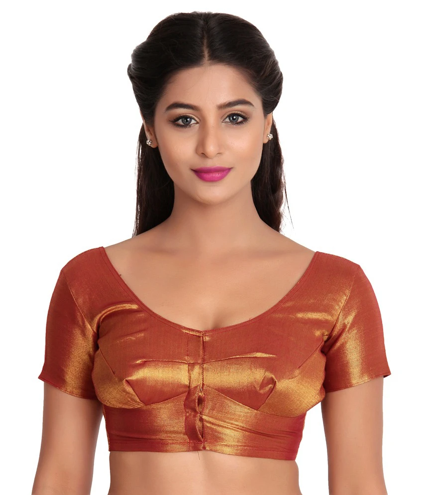 Parvin Orange Brocade Blouses