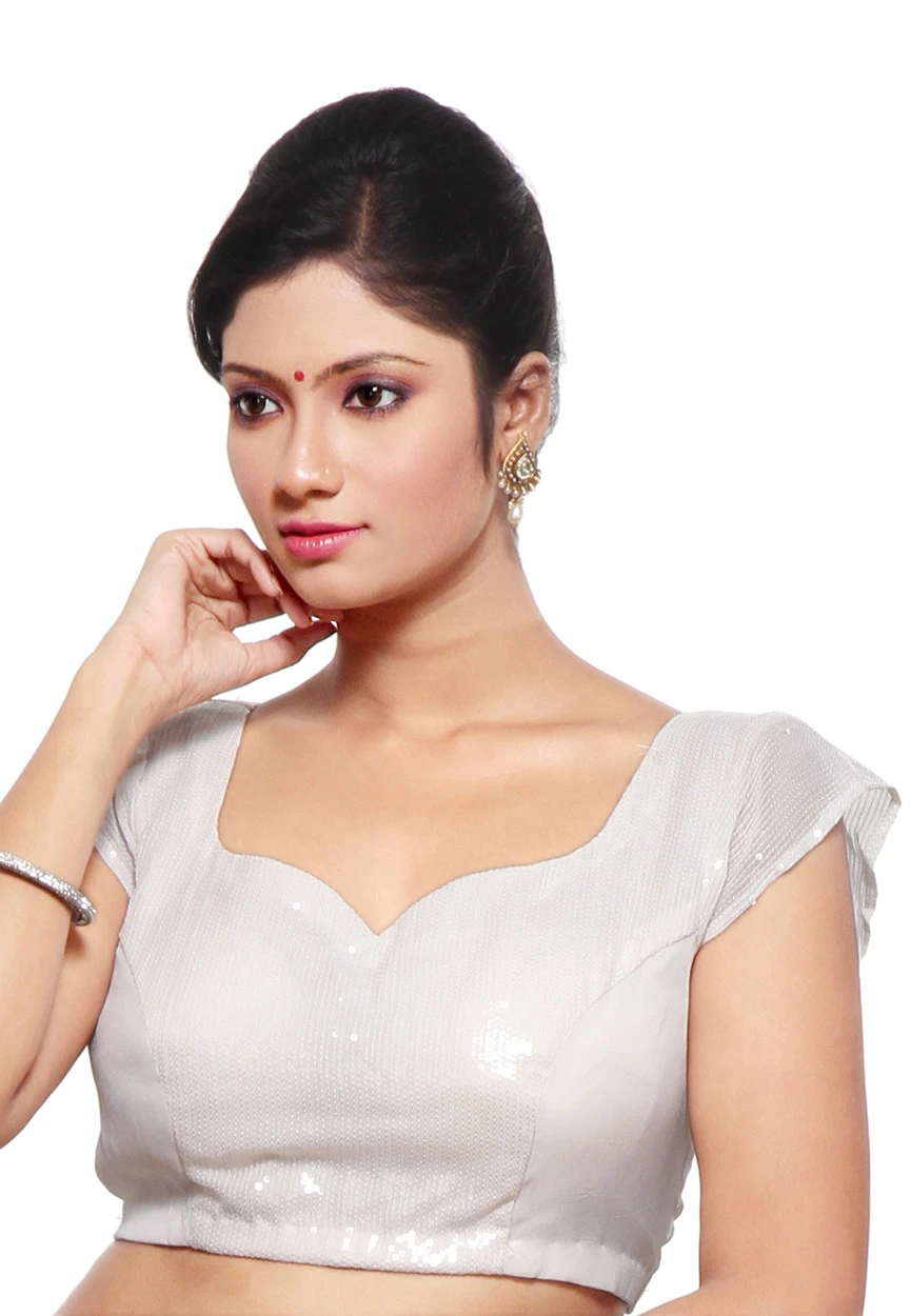 Off White Faux Georgette Padded Blouse