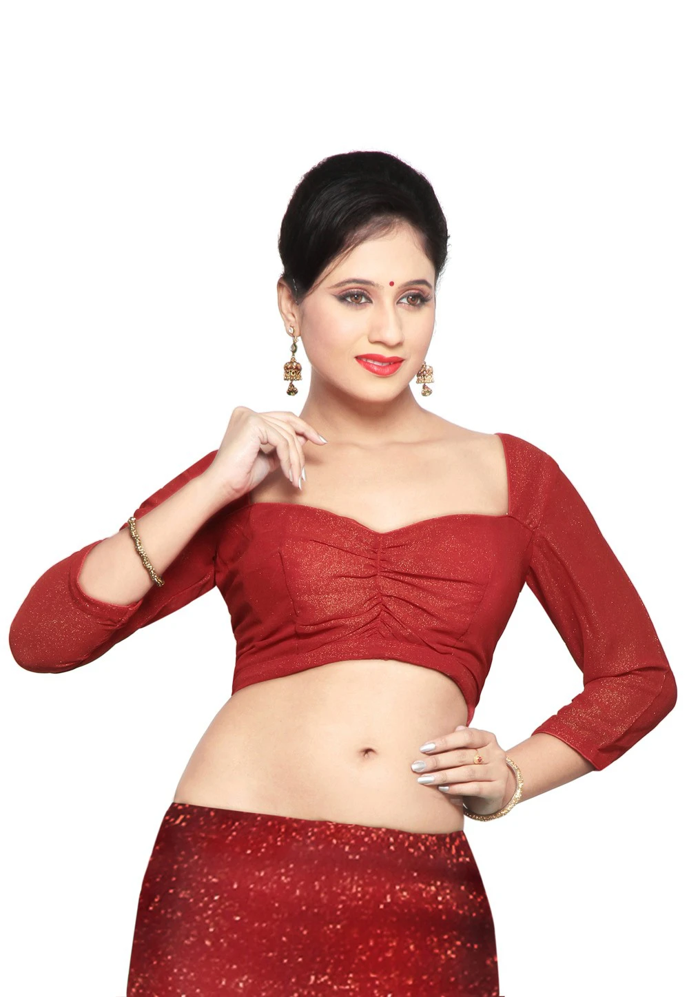 Parvin Georgette Padded Blouse in Red