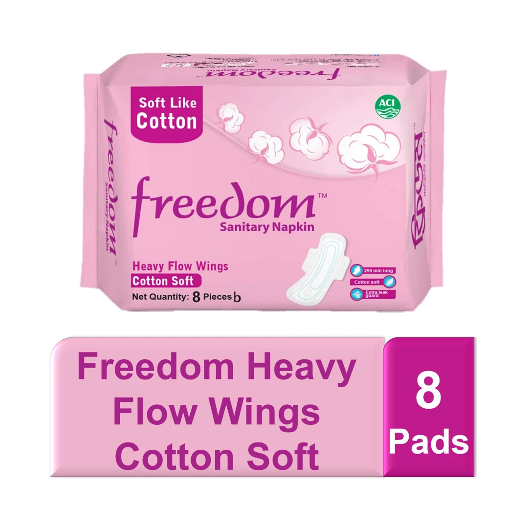 Freedom Sanitary Napkin Heavy Flow wings Cotton Soft 8 pads