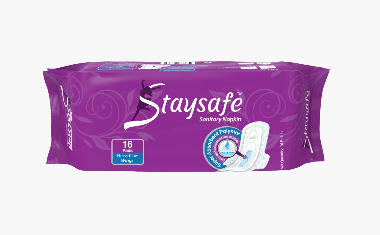 Staysafe Sanitary Napkin Heavy Flow Wings 16 Pads