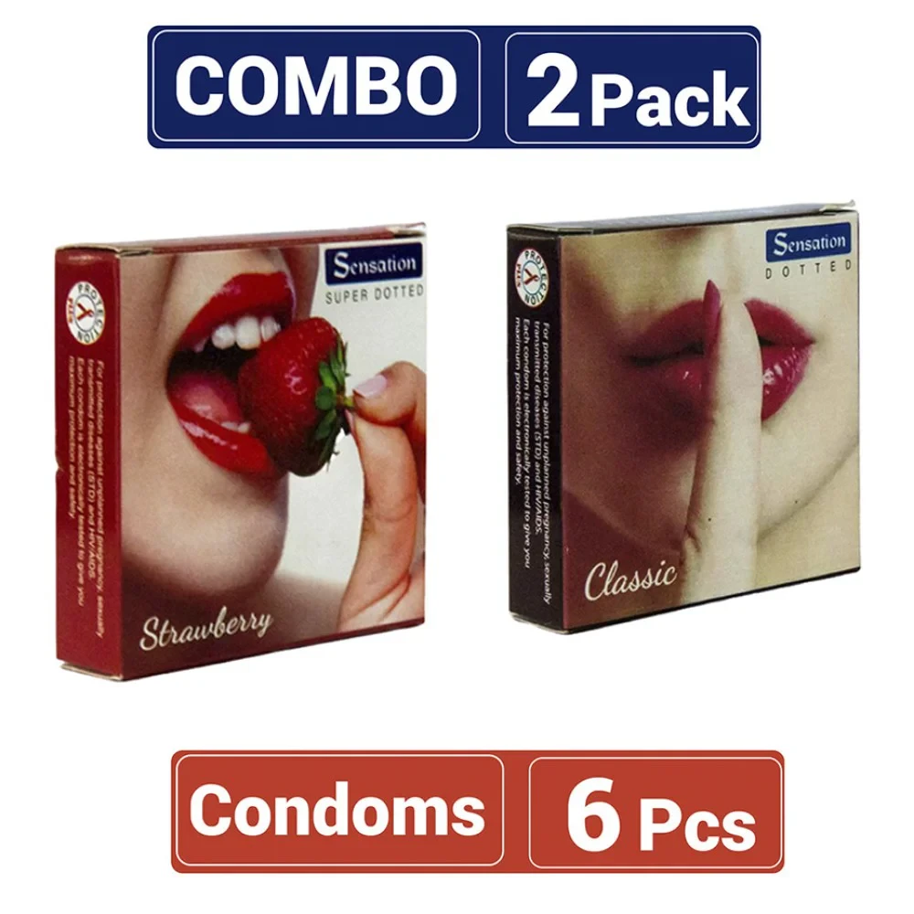Sensation Strawberry Super Dotted Condoms - 2x3- 6pcs