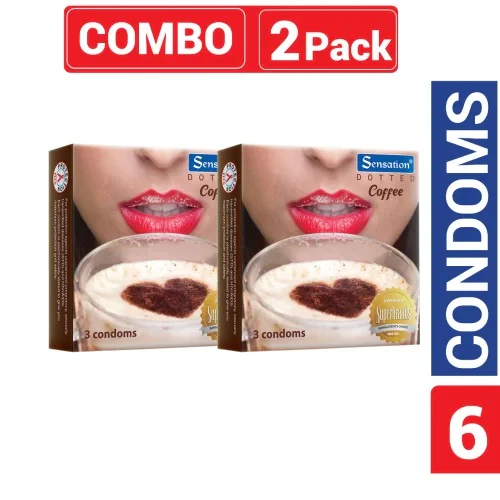 Sensation Coffee Flavored Dotted Condom - 2x3 - 6pcs