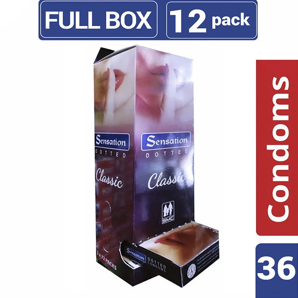 Sensation - Classic Dotted Latex Condoms - Full Box