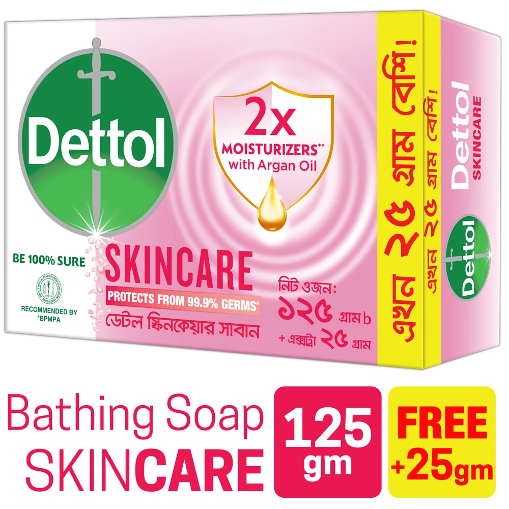 Dettol Soap Skincare 125gm Free 25g Extra