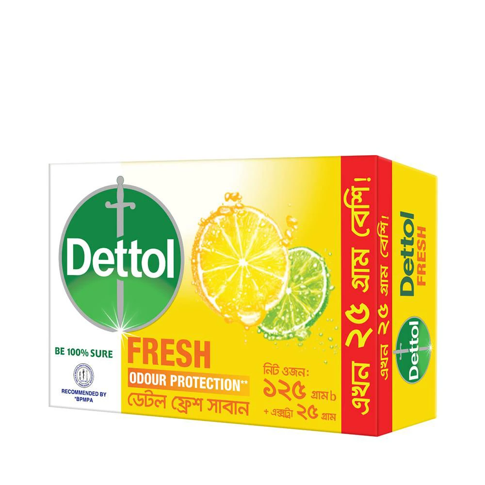 Dettol Soap Citrus Fresh 125gm Free 25g Extra